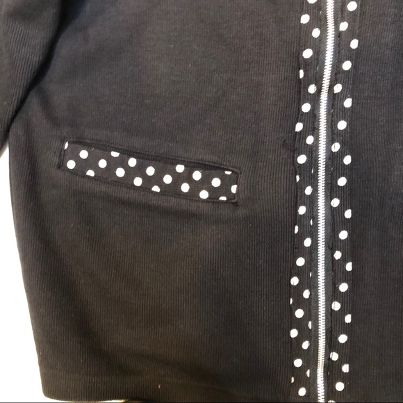 Euro Joy women’s sweater Sz M. Full Zip  Knit Blk - Picture 3 of 5